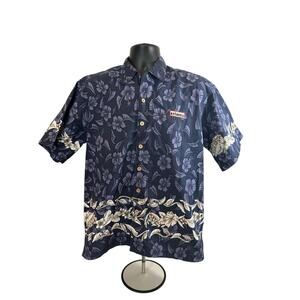 Spike Sports Hawaiian Men’s Button Down, Blue, S